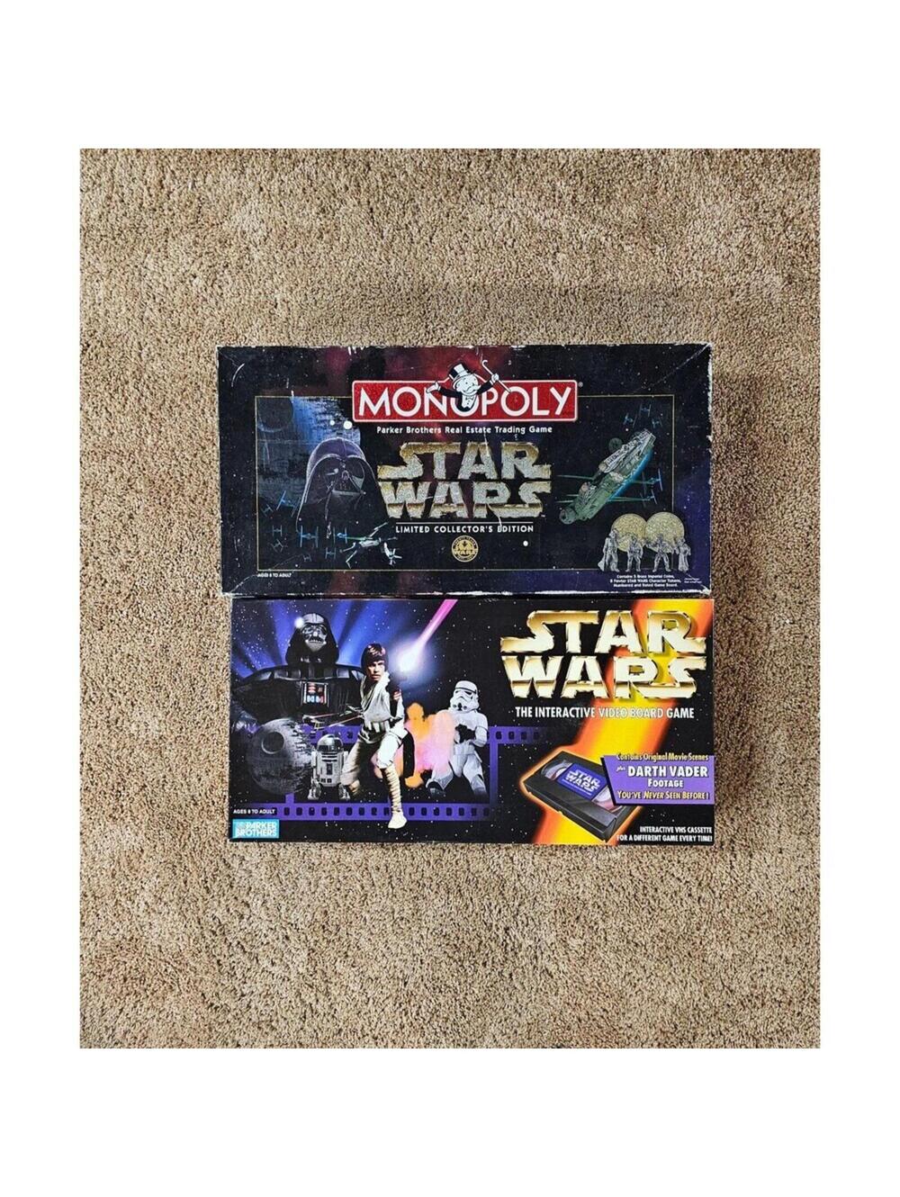 Star Wars 20th Anniversary Monopoly (1996) + Star Wars VHS game (1996)
